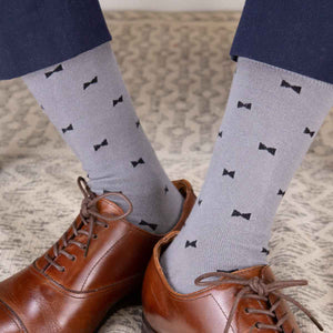 Men's Bowtie Socks Gray/Black One Size