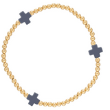 egirl Signature Cross Gold Pattern 3mm Bead Bracelet- Navy