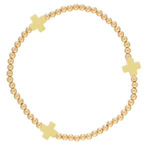 Signature Cross Gold Pattern 3mm Bead Bracelet- Canary