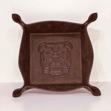 Bulldog Leather Embossed Valet Tray Dark Brown 8x8
