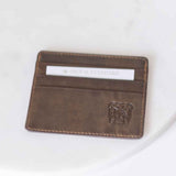 Bulldog Leather Embossed Slim Wallet Dark Brown 3.5x4