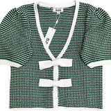 Puff Sleeve Tie Front Cardi | Ivy Green Multi