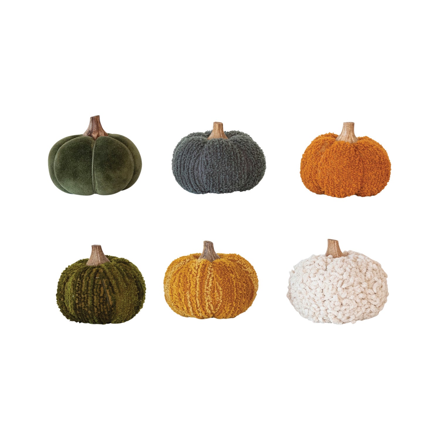 a group of pumpkins with different colors