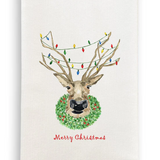 Christmas Deer with Lights Dish Towel D944