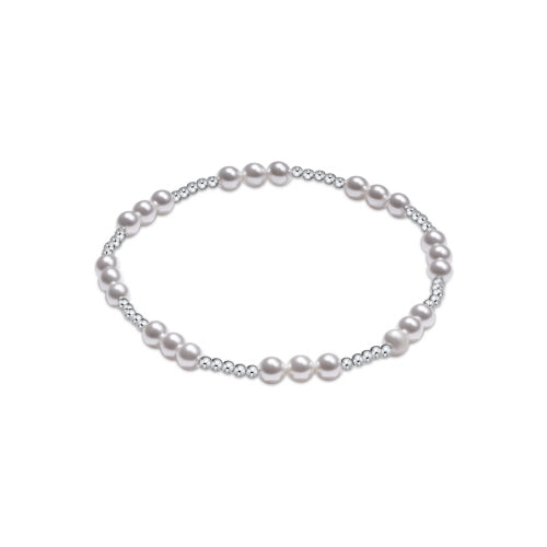 Classic Joy Pattern Sterling 4mm Bead Bracelet- Pearl