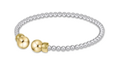 Classic Sterling Mixed Metal 3mm Bead Cuff - Gold