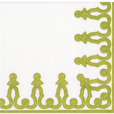 Paper Linen Dessin Passementerie Cocktail Napkin | Moss Green