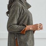L/S Cowl Neck Top with Zipper- Black