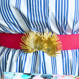 Palm Frond Interchangeable Belt Buckle w/ Gold Finish