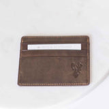 Deer Leather Embossed Slim Wallet Dark Brown 3.5x4
