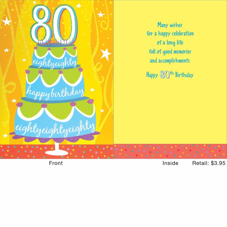 80 Birthday Cake Greeting Card
