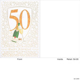 Big 50 and Champagne Bottle Greeting Card