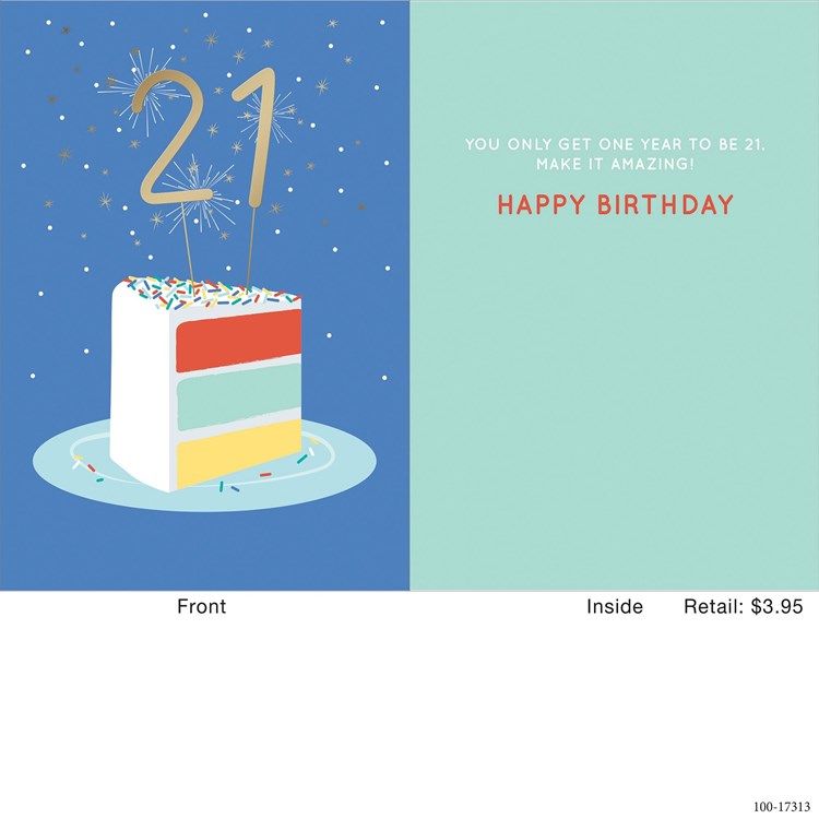 21 on a Cake Greeting Card