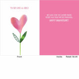 Pink Heart Flower Greeting Card