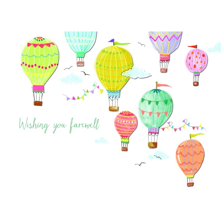 Farewell Hot Air Balloons Greeting Card