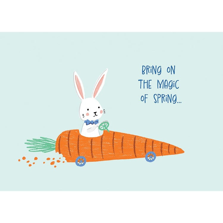 Bunny in Carrot Car Greeting Card