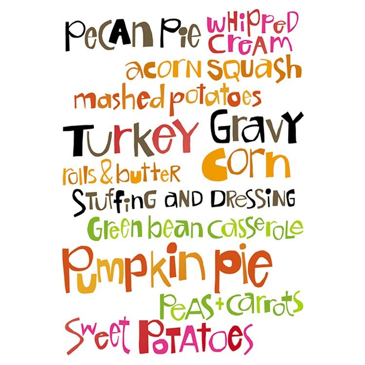 Colorful Thanksgiving FoodText Greeting Card