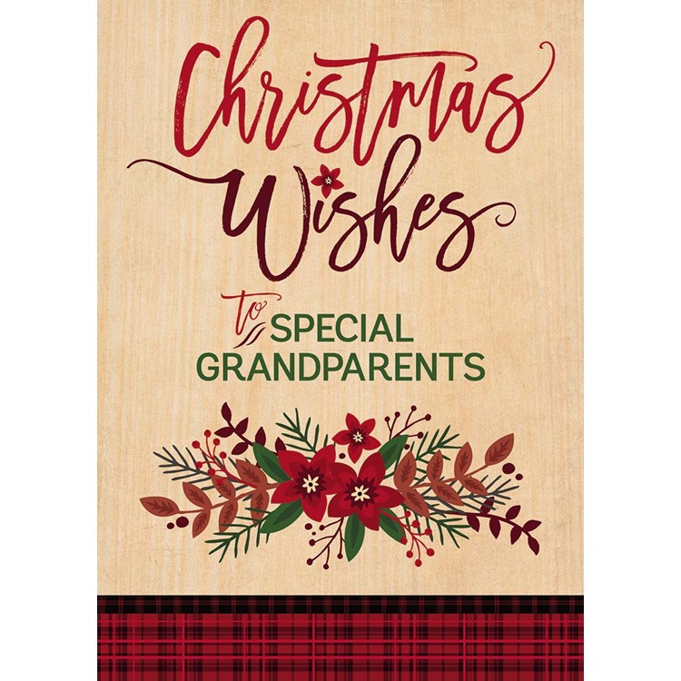 Plaid Botanical Grandparents Greeting Card