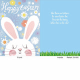 Happy White Bunny with Daisies Greeting Card