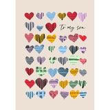 Son Patterned Hearts Greeting Card