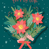 Christmas Poinsettia Bouquet Greeting Card
