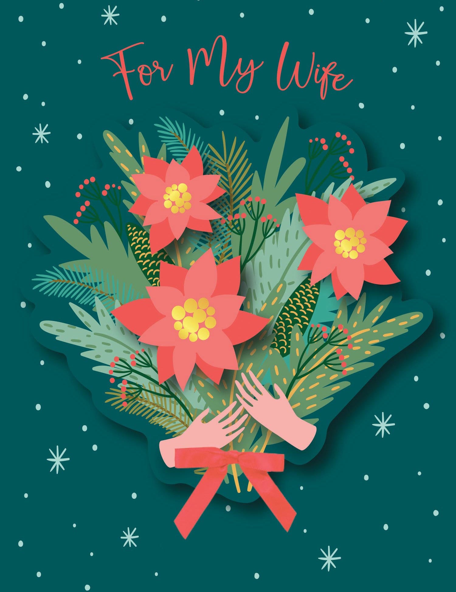 Christmas Poinsettia Bouquet Greeting Card