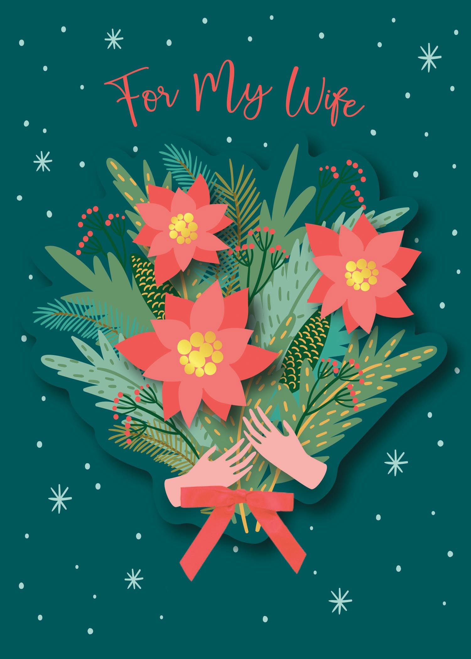Christmas Poinsettia Bouquet Greeting Card