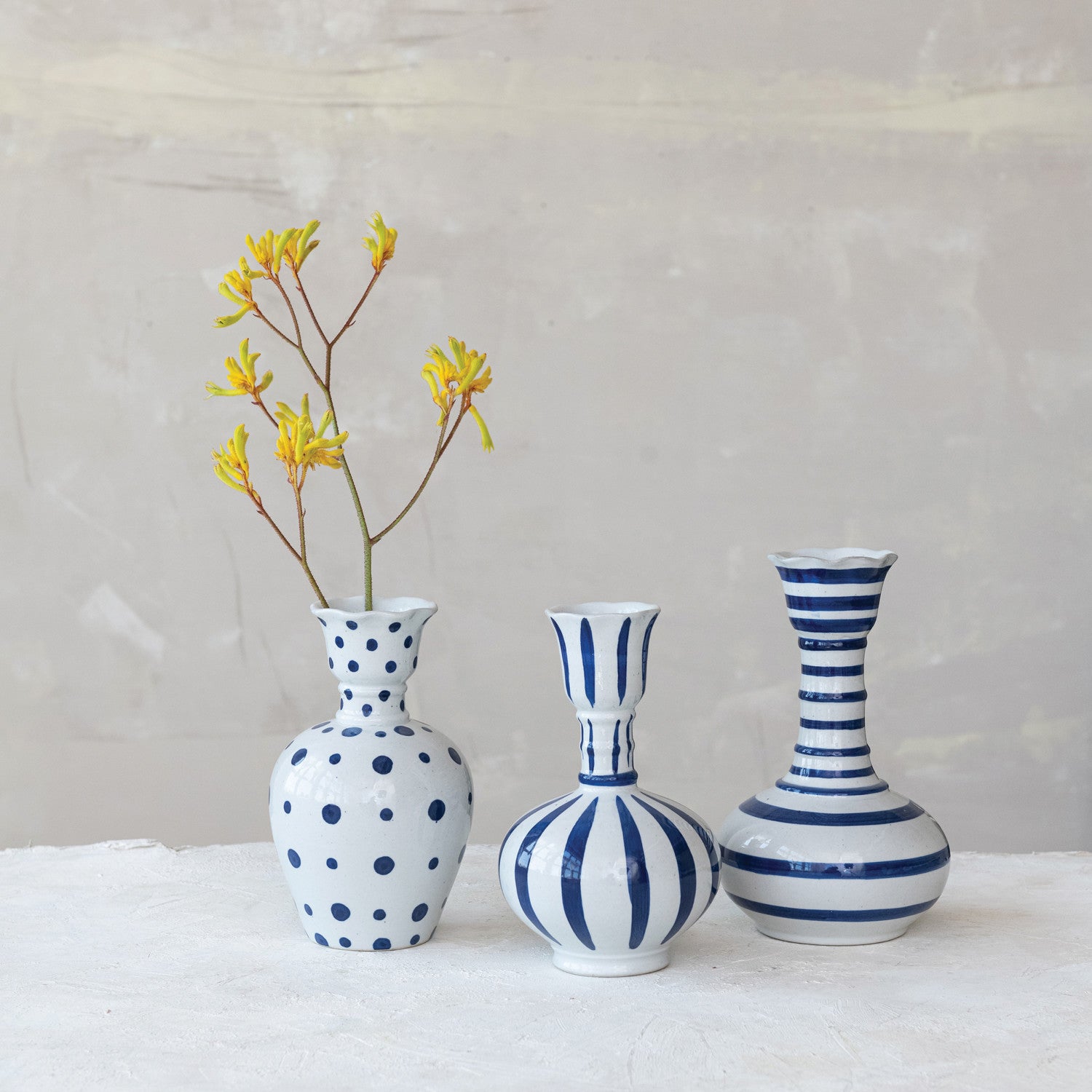 Hand-Painted Stoneware Vase | 3 Styles