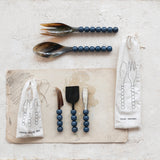 Natural Horn Salad Servers with Resin Handles | Set of 2