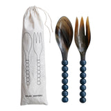 Natural Horn Salad Servers with Resin Handles | Set of 2