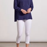 3/4 Sleeve Hooded Dolman Tunic- Jet Blue