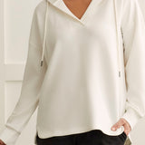 L/S Hooded Dolman Tunic- Cream