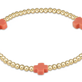 egirl Signature Cross Gold Pattern 3mm Bead Bracelet- Coral