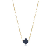 egirl 14" Necklace Gold- Signature Cross Navy