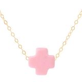 egirl 14" Necklace Gold- Signature Cross Pink