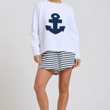 Zipside Nautical Sweatshirt | White/Navy