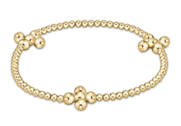 Extends Signature Cross Gold Pattern 2.5mm Bead Bracelet - Classic Signature Cross Gold 4mm Bead Gold