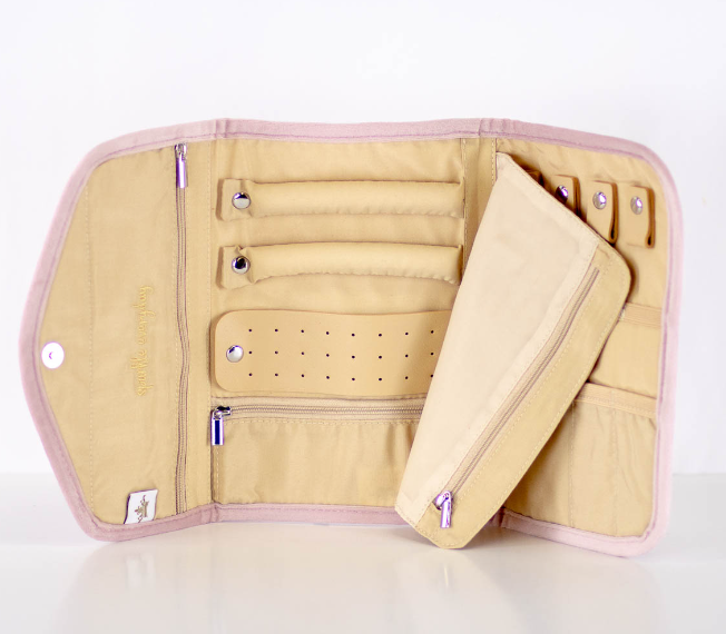 Quilted Jewelry Clutch Light Pink 9.25x6.5