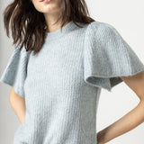 Flutter Sleeve Crewneck Sweater