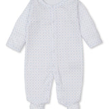 Puppy Dog Fun Light Blue Dot Snap Footie