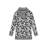 Fuzzy Knit Split Neck Sweater- White