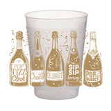 Frost Flex Cups- (Package of 8) Gold Champagne Bottles