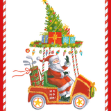 Santa in Golf Cart Foil Boxed Christmas Cards