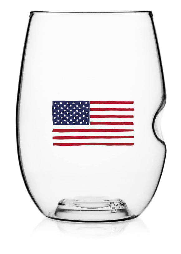 Stemless American Flag Wine Glass Set of 2