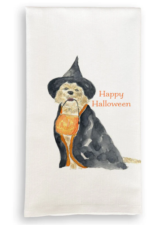 Halloween Dog with Happy Halloween Dish Towel D509
