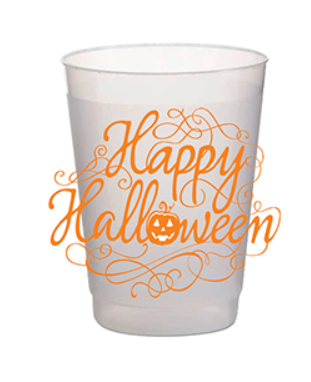 Frost Flex Cups- (Package of 8) Orange Happy Halloween