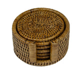 Rattan Round Coaster Set
