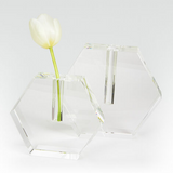 Crystal Glass Bud Vase-Hex Flat-Small