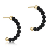 Beaded Gemstone 1" Post Hoop- 3mm Matte Onyx