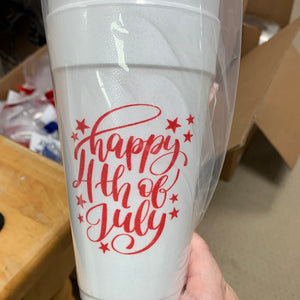 Styrofoam Cup- Happy 4th of July (Red)